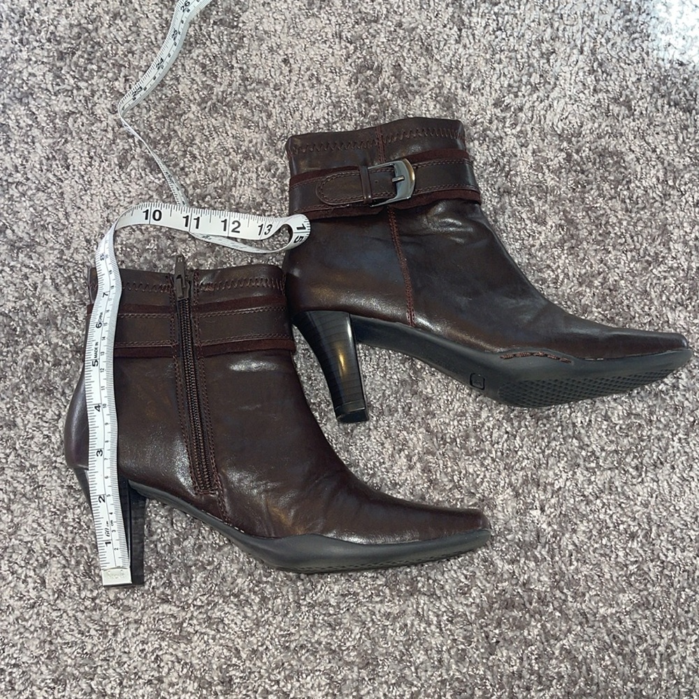 Aerosoles A2 Ankle Boots Dark Brown Square Toe - Picture 6 of 8